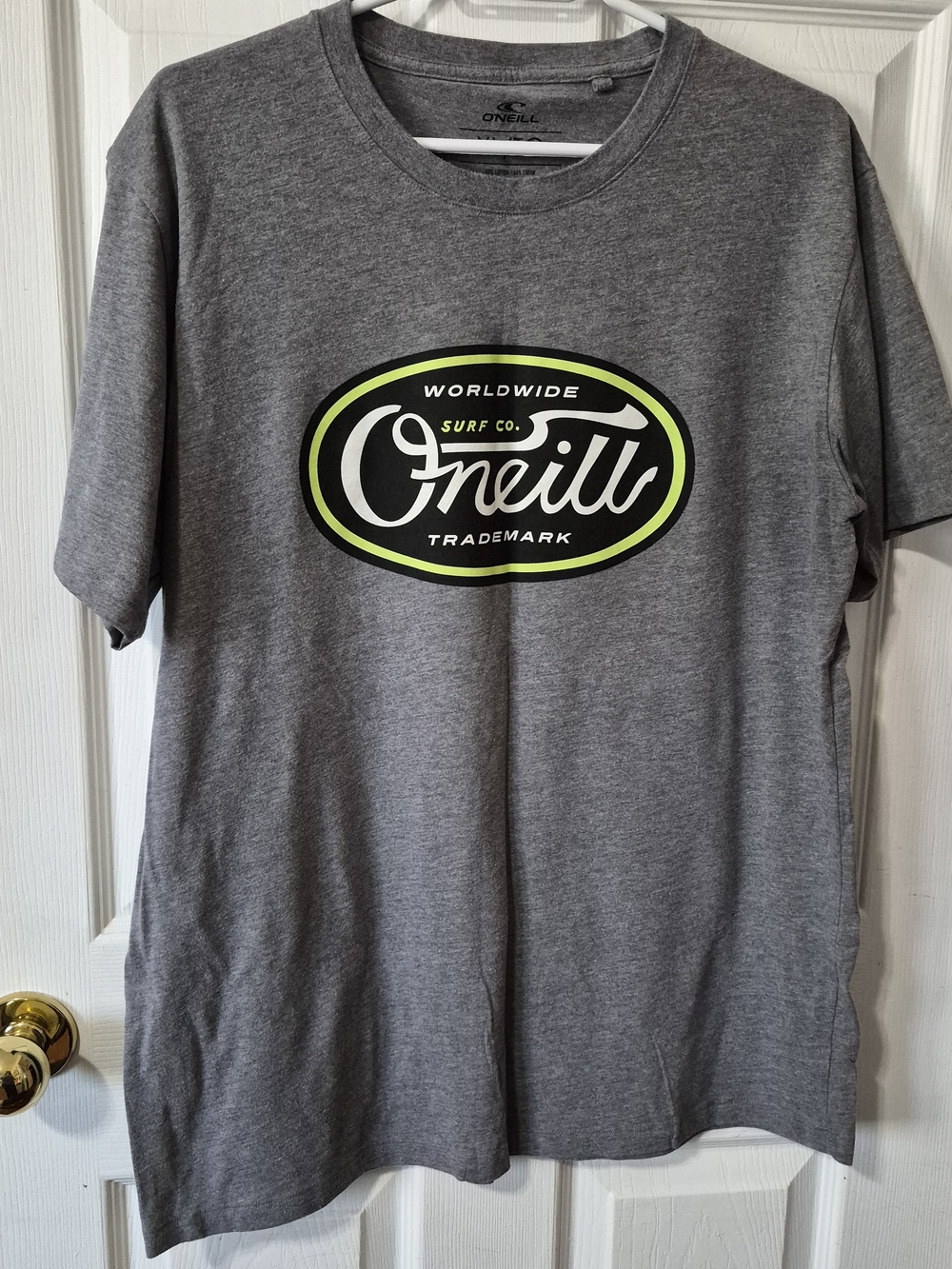 O'Neill Grey Short-Sleeve Logo Tee with Lime Accent